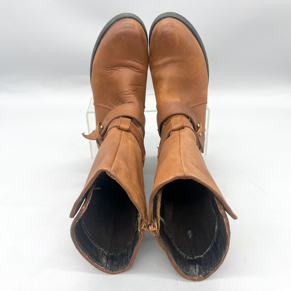 Steve Madden Womens 7.5 Kristenn Boots Brown Leather Quilted Buckle Moto Biker - Picture 8 of 14